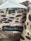Pamela Mccoy Leather Blazer Jacket Animal Print Women   s S Small Button Up