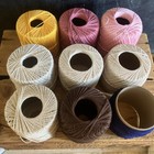 Lot Of 9 Assorted Crochet Thread In Shades Of Pink Yellow  White  Brown  Blue