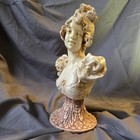 Antique Art Nouveau French Victorian Lady Plaster Bust Statue