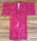 Authentic Vintage Handmade Pink Silk Blend Japanese Kimono From Mid Century
