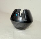 Vintage Vida Baca Native American Zuni Carved Black Pottery Turquoise Stone Bowl