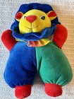 Vintage Eden  Bear Clown Plush Rattle Green Red Yellow Blue Stuffed Animal Toy