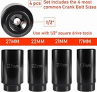 Crank Bolt Socket Set 17mm 21mm 22mm 27mm Heavy Duty 1 2 Drive Impact Socket Set