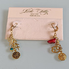 Vintage Kirks Folly Charm Earrings Nos Celestial Ocean Stars Cancer Zodiac Sign