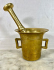 Antique Vintage Brass Mortar   Pestle Heavy Solid Pharmacy Apothecary