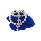 Pink And White Islamic Prayer Beads With Silver Plated Allah Pendant Tasbih