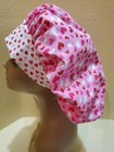 Metallic Hearts  tossed  Women s Bouffant Surgical Scrub Hat cap Handmade
