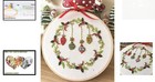 Classic Christmas Embroidery Kit  Leaf Wreath Ornaments For Beginner Crafters
