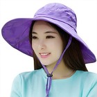 Women Summer Rain Uv Upf 50 Sun Protection Wide Brim Hat - Light Purple