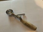 Vintage Metal Ice Cream Scoop With Wood Handle  Silver Brown