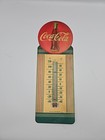 Vintage 1950s Coca Cola Bottle Metal Thermometer Sign Die Cut Tin Coke Soda