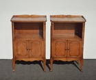 Pair Of Antique French Louis Xvi Brown Nightstands W Brass Hardware