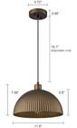 New Elyona Vintage Industrial Pendant Light Amber Ribbed Glass Kitchen Lamp