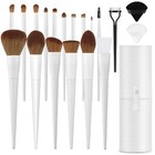 Makeup Brushes With Case 20pcs Professional Makeup Brush Set  Pearl White
