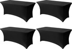 6ft Black Table Cloth - 4 Pack Fitted Stretch Rectangle Spandex Tablecloth  W   