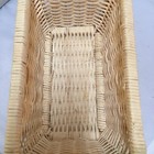 Woven Wicker Storage Basket Unisex Small Natural Tan Leather Handles Cottagecore