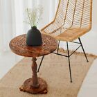 Farmhouse Coffee Table Vintage - Wood Round Pedestal Accent Table Side End Table