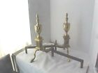 Vintage Brass Set Pair Andirons Fire Log Holders For Fireplace Antique Pick Up