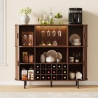 55  Fluted Wine Bar Cabinet With Led Lights  Coffee Bar Cabinet