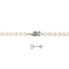 Amour Silvertone Cultured Freshwater Pearl Necklace  Bracelet   Earrings Set