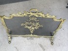 Vintage French Louis Xvi Empire Style Ornate Brass Fireplace Screen Claw Feet