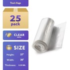 25 Garbage Can Liners 30x37 High Density Natural Trash Liners 20-30 Gallon