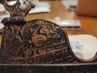 Bronze Cast Iron Art Nouveau Inkwell Embossed  Floral   Bird Design  Vintage