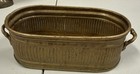 456-vintage Solid Brass Oval Planter Cache Pot Ribbed Design With Handles 7 X 4   
