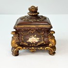 Ornate Trinket Jewelry Box Removable Lid Dresser Decor Molded Resin  5x5 Inches