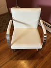 Mid Century Modern Vintage White Leather Chair By Gordon International Usa