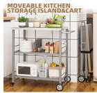 Outdoor Grill Cart Table Stainless Steel Pizza Oven Stand Trolley Table W  Wheel