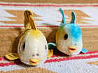 2    sweet Old Steiff Flossy Fish Blue   Gold Mini 1960s Mohair  Plush Very Nice 