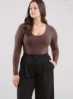 Nuuds Women s Bundle Long Sleeve Scoop Neck Bodysuit M Coffee mocha