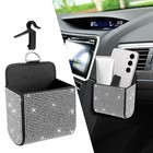 Car Vent Storage Organizer  Coin Holder For Car  Rhinestone Auto Vent White