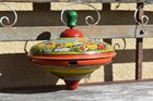 Vintage Pressed Tin Toy Spinning Top   Snow White And The Seven Dwarfs