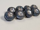 Cadet Blue Rhinestone Czech Glass Buttons Lot Of 8 New Pours Vintage Molds 13mm