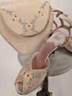 Vintage 1950   s Floral Enameled High Heel Shoes W Matching Bag