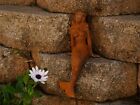 Rustic Cast Iron Mermaid Garden Statue     Vintage Coastal Decor
