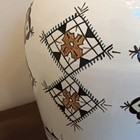 Hand Painted Talavera Pottery Vase Mexican Folk Art Geometric Blue Yellow Large