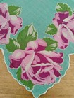 Vgt Lot Of 4 Aqua Turquoise Floral Themed Cotton Hankies Handkerchiefs