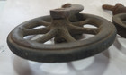 Antique Cast Iron Furniture Casters Wheels Set Of 3   Vintage Industrial Spoked