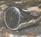 Vintage Sterling Silver And 14k Gold Signet Ring Engraved    pac    Size 9 5  6 55g