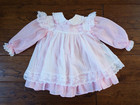 Bryan Pink Swiss Dot Full Circle Party Dress Vtg Lace Pinafore Girls Size 18 Mon