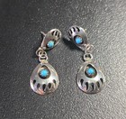 Vintage Navajo Sterling Silver Turquoise Pierced Earrings