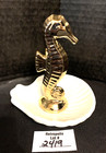 Gold Seahorse White Clam Shell Ceramic Trinket Jewelry Dish