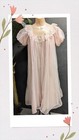 Vtg Gotham Gold Stripe Peignoir Pink Nylon Chiffon Set Full Sweep Gown Robe Sm