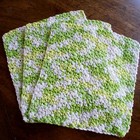 Set Of 3 Handmade Crochet Cotton Dishcloths  Washcloths   8   8  Limeade 