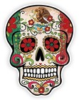 Grunge Flag Detailed Mexican Sugar Skull Sticker Series 10 - Day Of The Dead