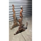 Antique Ornate Cast Iron Fireplace Andirons Pair Rococo Style 21  Tall
