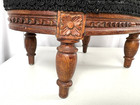 Vintage Black Velvet Foot Stool Carved Wood Base 14    Old World